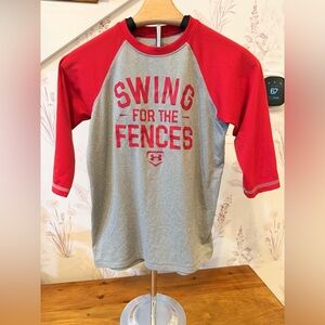 Under Armour Kids Long Sleeve Red and Gray Tee Size Youth M